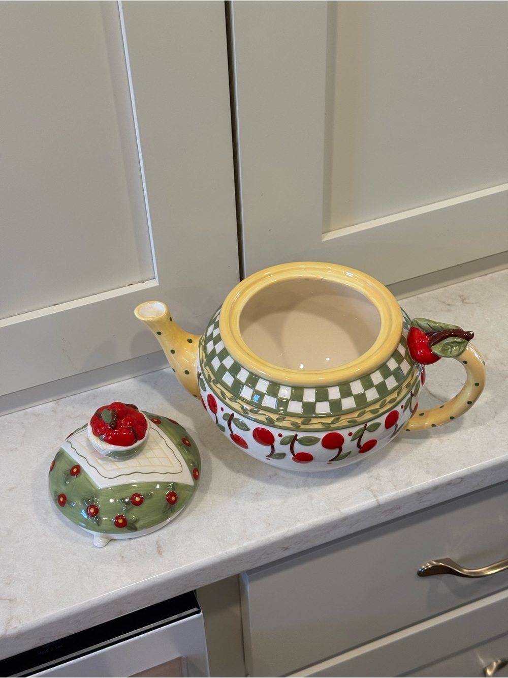 Vintage 1998 Mary Engelbreit Enesco
Cherries Jubilee Teapot 6.5" Tall